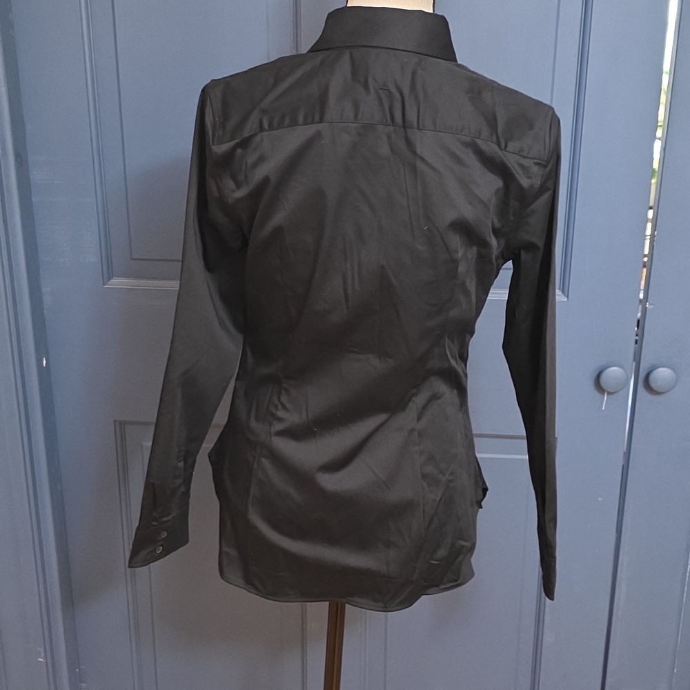 NWOT Banana Republic Tailored Black Long-Sleeve Cotton Dress Shirt Sz 4 - Picture 3 of 6